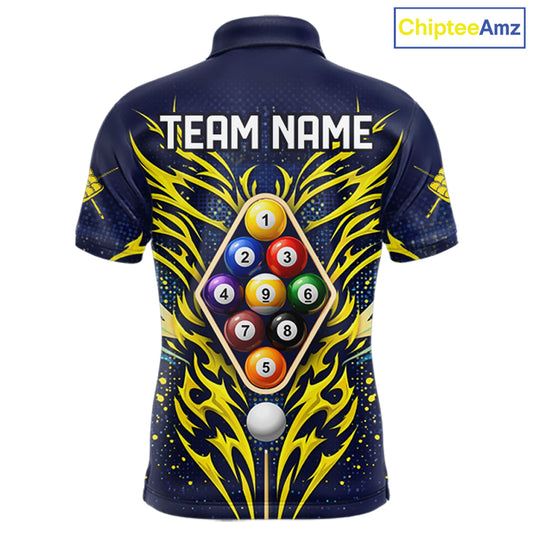 Personalized Tribal Flame 9 Ball Billiard Shirt For Men Custom 9 Ball Pool Team Jersey TDM5712