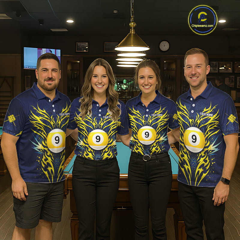 Personalized Tribal Flame 9 Ball Billiard Shirt For Men Custom 9 Ball Pool Team Jersey TDM5712