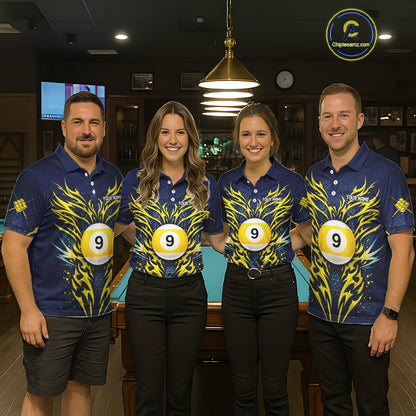Personalized Tribal Flame 9 Ball Billiard Shirt For Men Custom 9 Ball Pool Team Jersey TDM5712