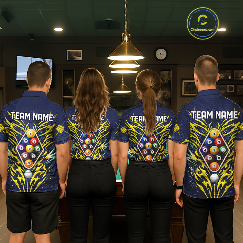 Personalized Tribal Flame 9 Ball Billiard Shirt For Men Custom 9 Ball Pool Team Jersey TDM5712