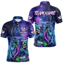 Load image into Gallery viewer, Funny Death Skeleton Blue Purple Galaxy Dart Shirts For Men Custom Glowing Dart Jerseys Outfits TDM3561