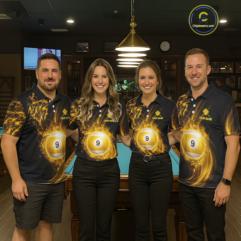 Personalized Lightning 9 Ball Billiard Shirt For Men, 9 Ball Pool Team Jersey Polo & 1/4 Zip TDM5924