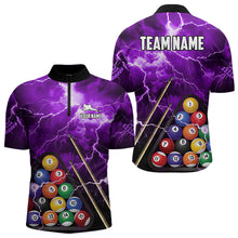 Load image into Gallery viewer, Personalized 3D Pool Ball Thunder Lightning Purple Billiard Shirts For Men, 8 Ball Billiard Jerseys TDM3715