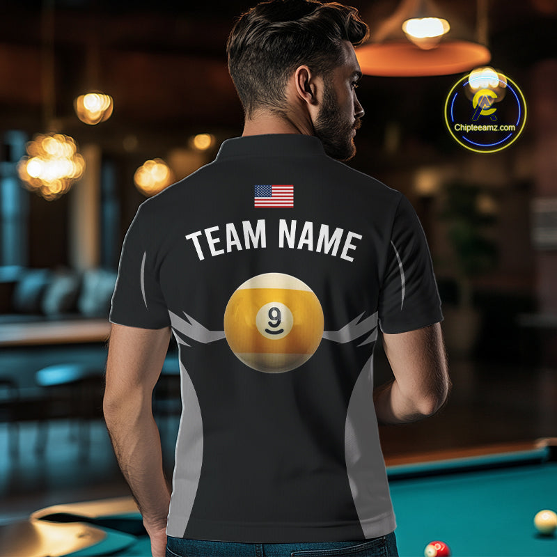 Personalized 9 Ball Pool Team Shirts For Men Custom Billiard Jersey Polo & Quarter Zip TDM5208