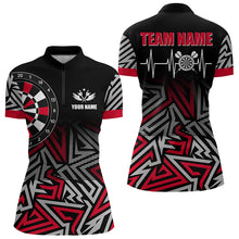 Load image into Gallery viewer, Personalized Darts Heartbeat Zig-Zag Pattern Custom Dart Shirts For Women, Dart Team Jerseys | Red TDM3228