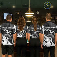 Load image into Gallery viewer, Personalized White Black 3D 8 Ball Billiards Pool Shirts For Men Custom Billiard Team Jerseys TDM5722