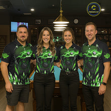 Load image into Gallery viewer, Personalized Green Icy Lightning 8 Ball Pool Women Polo Shirts Custom Billiard Team League Jersey TDM1443
