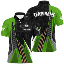 Load image into Gallery viewer, Personalized Black Green Billiard Pattern Men Polo &amp; 1/4 Zip Shirts, Billiard Team Jersey Uniform TDM1615