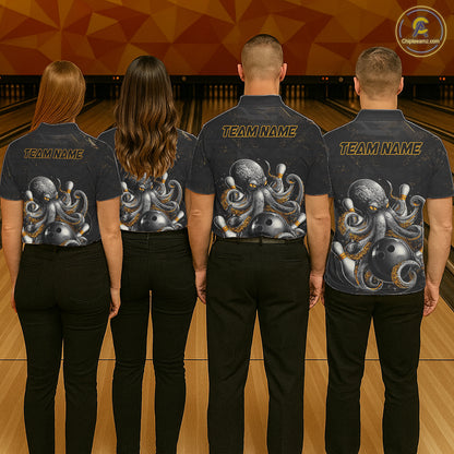Personalized Funny Octopus Bowling Jersey For Men Custom Bowling Team Shirts Polo & Quarter Zip TDM6518