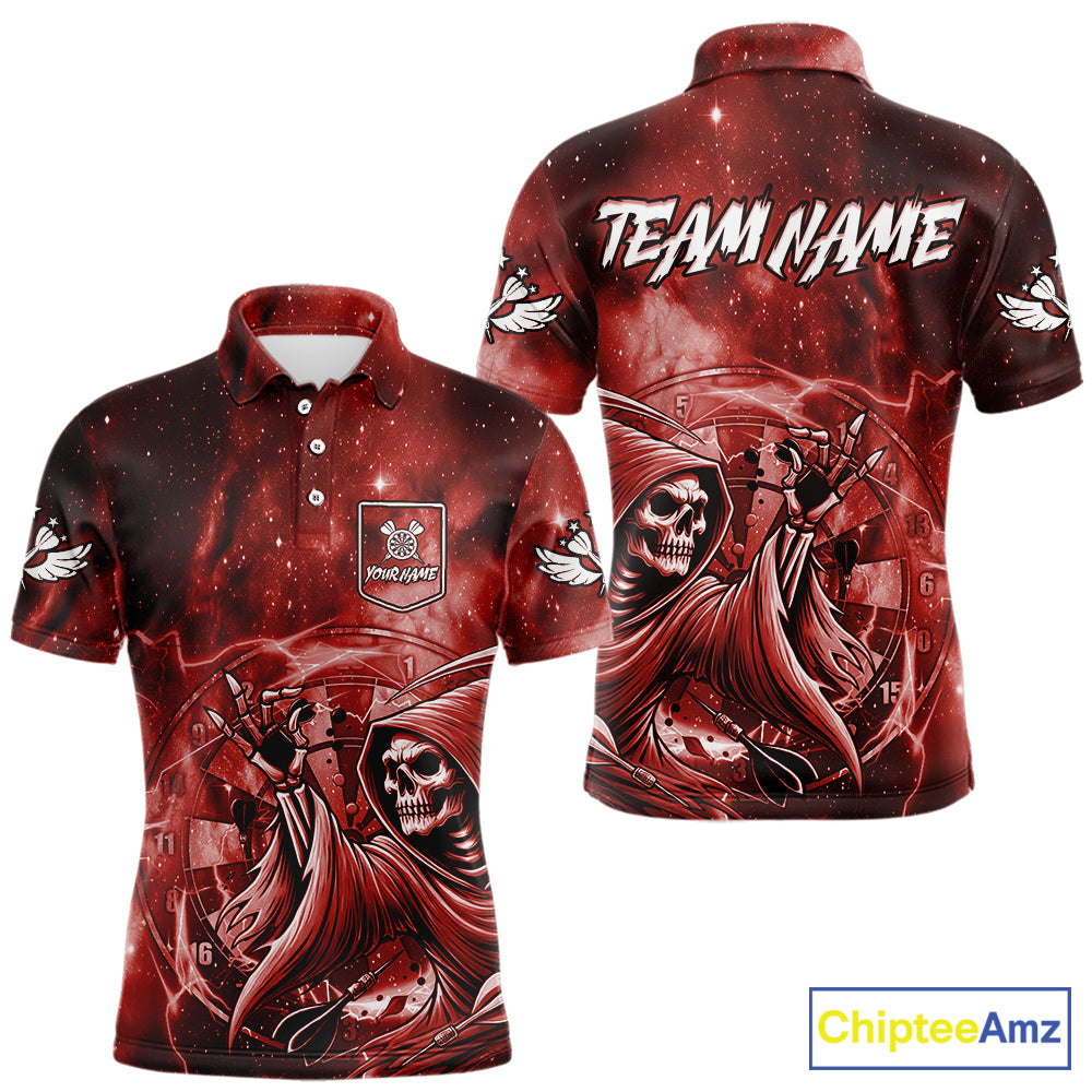 Red Grim Reaper Galaxy Dart Shirt For Men Custom Darts Jersey Pocket Option TDM6081