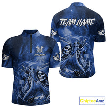 Load image into Gallery viewer, Blue Grim Reaper Galaxy Dart Shirt For Men Custom Darts Jersey Pocket Option TDM6082