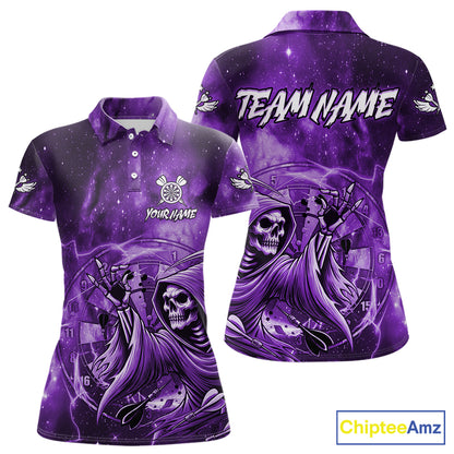 Purple Grim Reaper Dart Shirt With Pocket Option For Women Custom Darts Jersey TDM6083