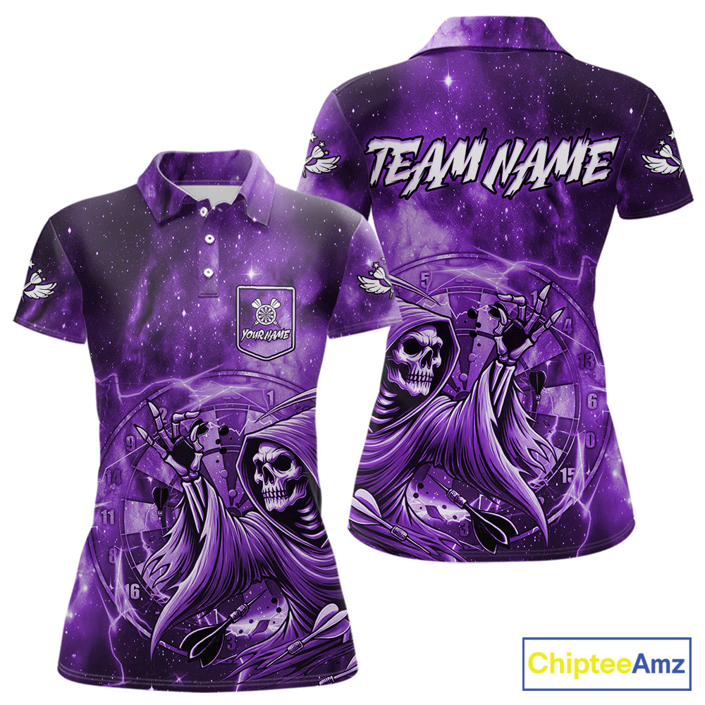 Purple Grim Reaper Dart Shirt With Pocket Option For Women Custom Darts Jersey TDM6083