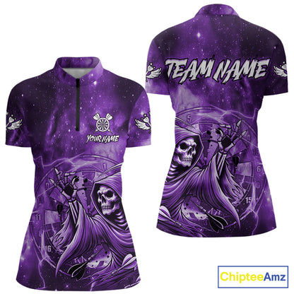 Purple Grim Reaper Dart Shirt With Pocket Option For Women Custom Darts Jersey TDM6083