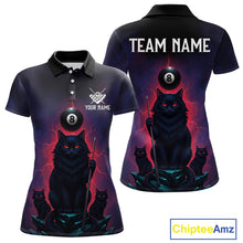 Load image into Gallery viewer, Personalized Billiard Cats Lightning 8 Ball Pool Shirt For Women, Billiard Team Jersey Polo &amp; 1/4 Zip TDM6344