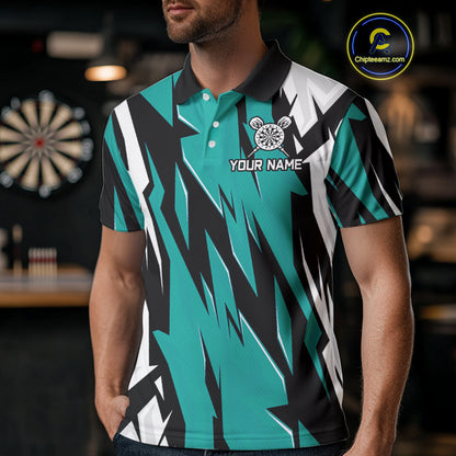 Turquoise Darts Jerseys For Men Custom Darts Team Shirts Polo & Quarter Zip, Darts Clothing TDM4008