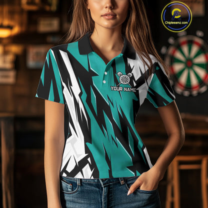 Turquoise Darts Jerseys For Women Custom Darts Team Shirts Polo & Quarter Zip, Darts Clothing TDM4008