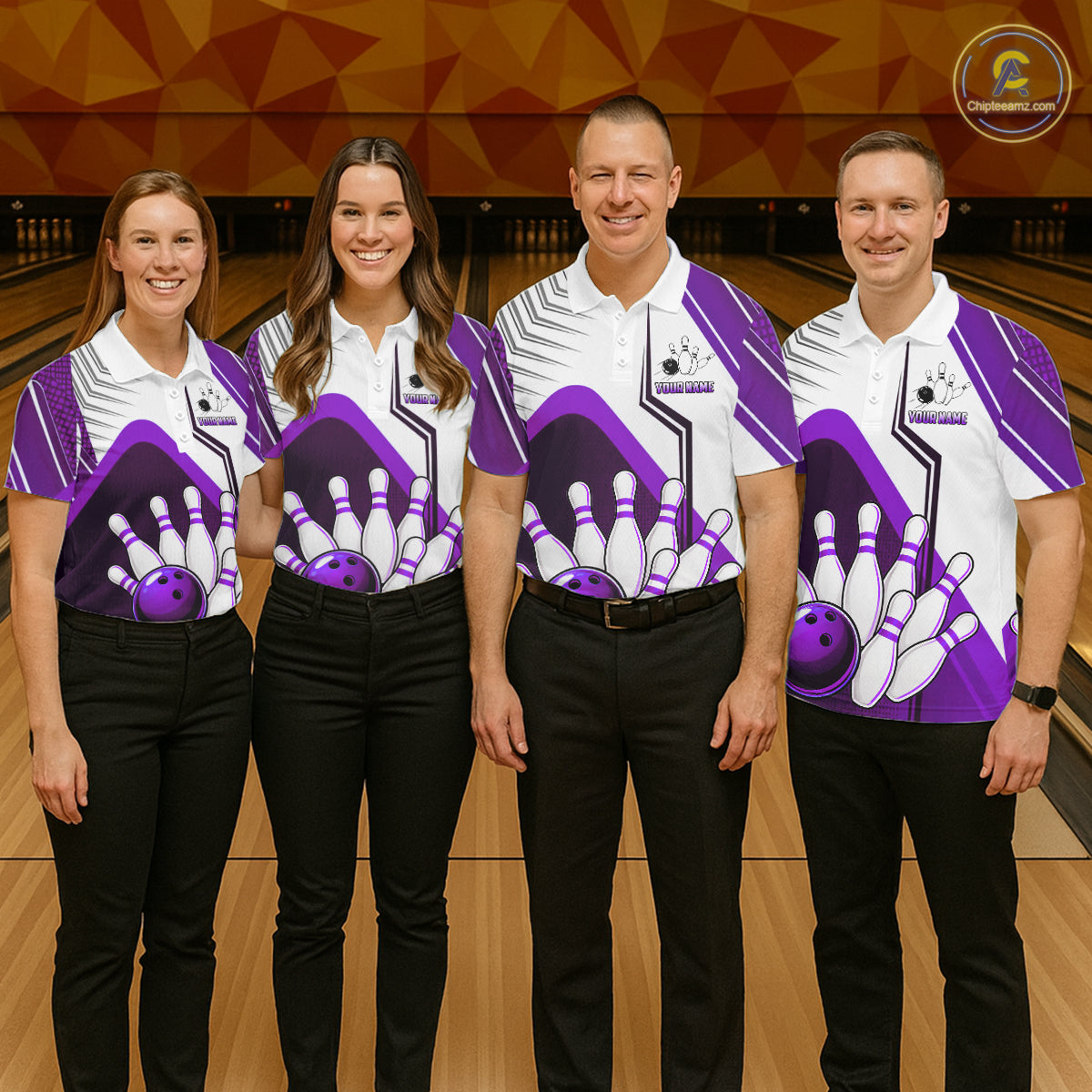 Custom White And Purple Bowling Ball Polo & Quarter Zip For Women, Bowling Team Shirt, Bowling Jersey TDM6527