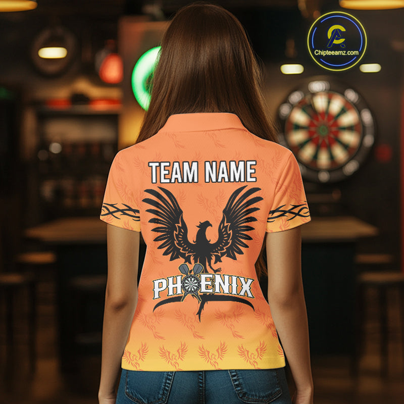 Personalized Yellow Phoenix Dartboard Women's Darts Shirt - Custom Name For Players NYN0518