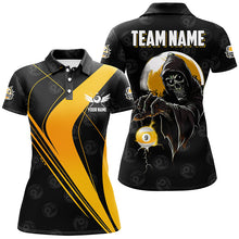 Load image into Gallery viewer, Customized Yellow Black Grim Reaper 9 Ball Billiard Shirts For Women, 9 Ball Pool Team Jerseys TDM2502