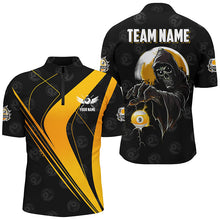 Load image into Gallery viewer, Customized Yellow Black Grim Reaper 9 Ball Billiard Shirts For Men, 9 Ball Pool Team Jerseys TDM2502