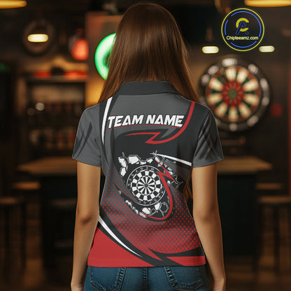 Funny Crack Dartboard Red Darts Polo & Quarter Zip Custom Darts Shirt For Women Darts Team Jersey TDM5006