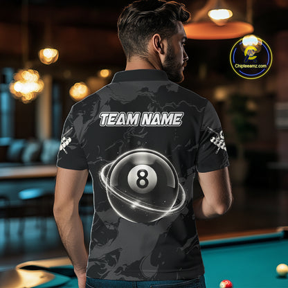Custom White And Black 8 Ball Pool Eagle Paint Billiard Shirts For Men Team League Billiard Jersey TDM5473