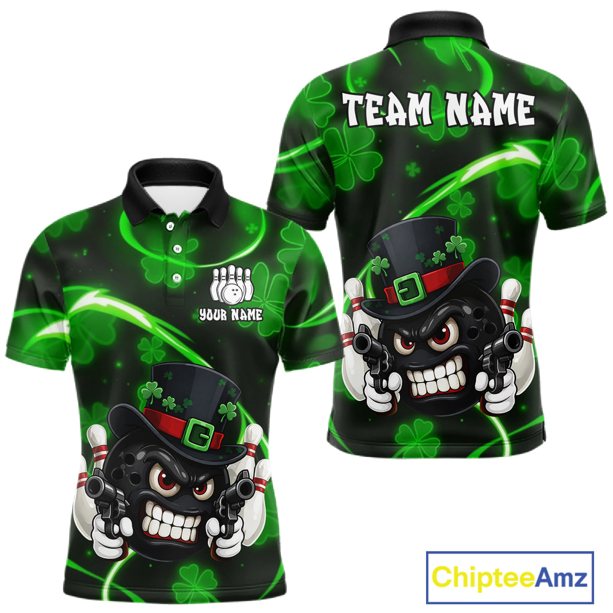 Personalized St Patrick Day Bowling Shirt For Men, Funny Shamrock Luckiest Bowling Team Jersey TDM5746