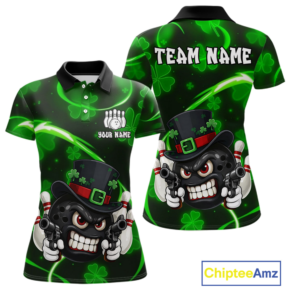 Personalized St Patrick Day Bowling Shirt For Women, Funny Shamrock Luckiest Bowling Team Jersey TDM5746