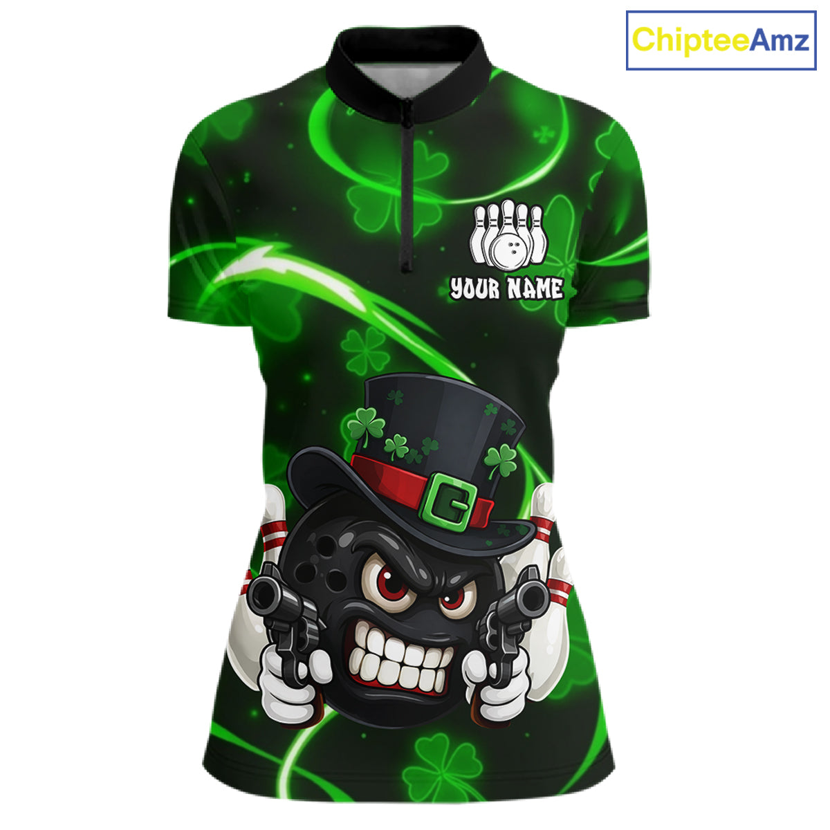 Personalized St Patrick Day Bowling Shirt For Women, Funny Shamrock Luckiest Bowling Team Jersey TDM5746