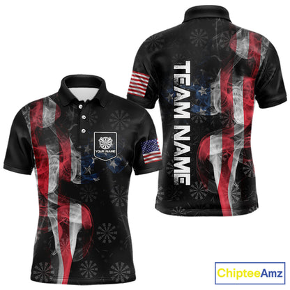 Smoke American Flag Dart Shirt with pocket Custom Patriotic Men Dart Jersey TDM3577