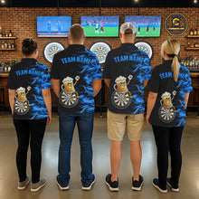 Load image into Gallery viewer, Blue Flaming Dartboard Funny Beer Darts Shirt For Men Custom Darts Jersey Team Polo &amp; 1/4 Zip TDM5940