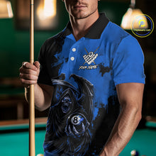 Load image into Gallery viewer, Blue Grim Reaper 8 Ball Billiard Shirt For Men Custom Skull Pool Team Jersey Polo &amp; 1/4 Zip TDM6103
