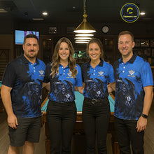 Load image into Gallery viewer, Blue Grim Reaper 8 Ball Billiard Shirt For Men Custom Skull Pool Team Jersey Polo &amp; 1/4 Zip TDM6103