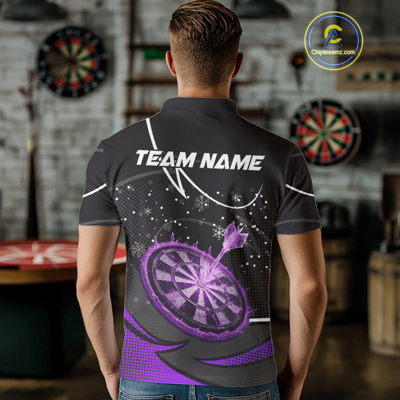 Purple Dartboard Frozen Ice Darts Shirt For Men Custom Darts Jersey Team Polo & Quarter Zip TDM5228