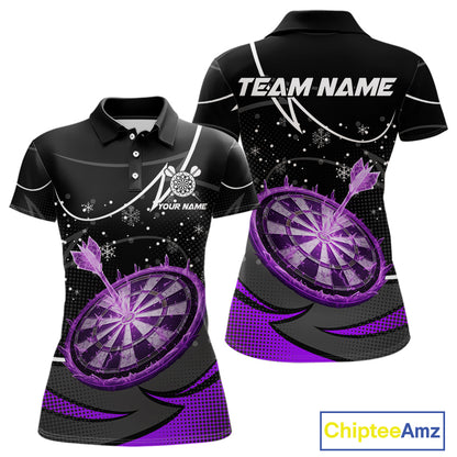Purple Dartboard Frozen Ice Darts Shirt For Women Custom Darts Jersey Team Polo & Quarter Zip TDM5228