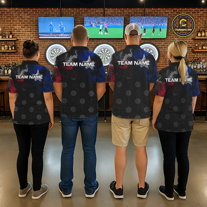 Personalized Texas Flag Smoke Darts Shirt For Women Custom Texas Darts Team Jersey Polo & 1/4 Zip TDM5488