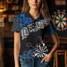 Load image into Gallery viewer, Custom Darts Shirts For Women Personalized Zig-Zag Pattern Dart Jerseys, Cool Dart Shirts |Blue TDM3445