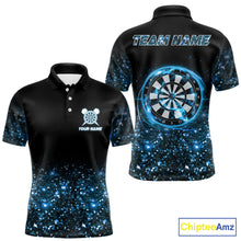 Load image into Gallery viewer, Black And Blue Custom Light Darts Polo &amp; Quarter Zip For Men, Darts Jersey Team Outfit TDM5944