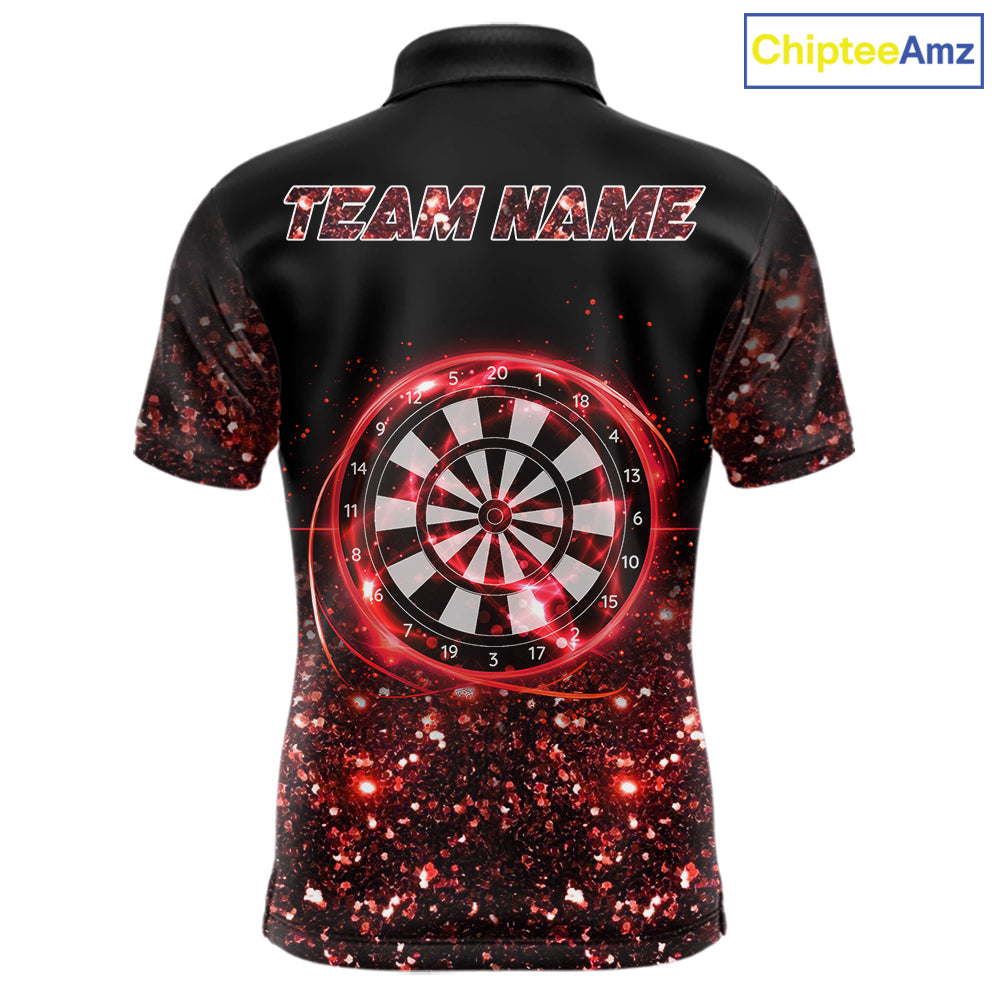 Black And Red Custom Light Darts Polo & Quarter Zip For Men, Darts Jersey Team Outfit TDM5945