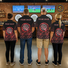 Load image into Gallery viewer, Black And Red Custom Light Darts Polo &amp; Quarter Zip For Men, Darts Jersey Team Outfit TDM5945