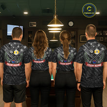 Load image into Gallery viewer, Black US Flag 8 Ball &amp; 9 Ball Pool Billiard Shirt For Women Custom Billiard Team Jersey Polo, 1/4 Zip TDM6533