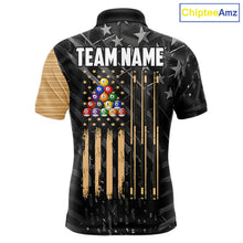 Load image into Gallery viewer, Black American Flag 8 Ball Billiard Shirt For Men Custom Billiard Team Jersey Polo &amp; 1/4 Zip |Tan TDM6535