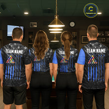 Load image into Gallery viewer, Black American Flag 8 Ball Billiard Shirt For Men Custom Billiard Team Jersey Polo &amp; 1/4 Zip |Blue TDM6536