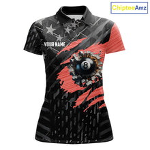Load image into Gallery viewer, Black American Flag 8 Ball Billiard Shirt For Women Custom Billiard Team Jersey Polo &amp; 1/4 Zip |Red TDM6537