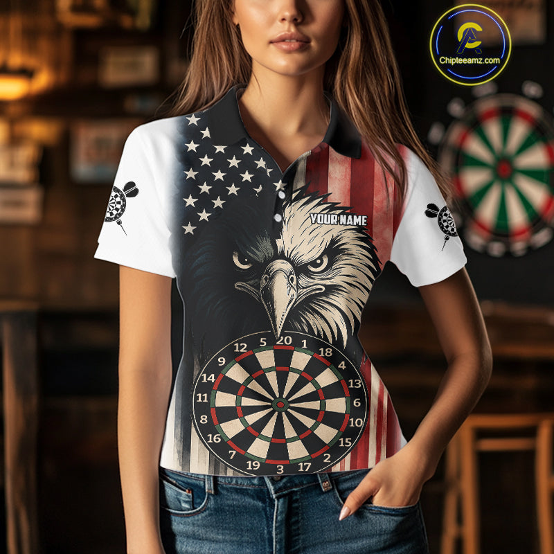 Personalized Vintage American Flag Eagle Darts Shirt For Women Custom Patriotic Darts Team Jerseys TDM4212