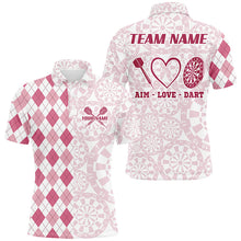 Load image into Gallery viewer, Aim Love Darts Custom Pink Argyle Men Darts Polo &amp; 1/4 Shirts, Funny Darts Shirts Darts Team Jersey TDM2529