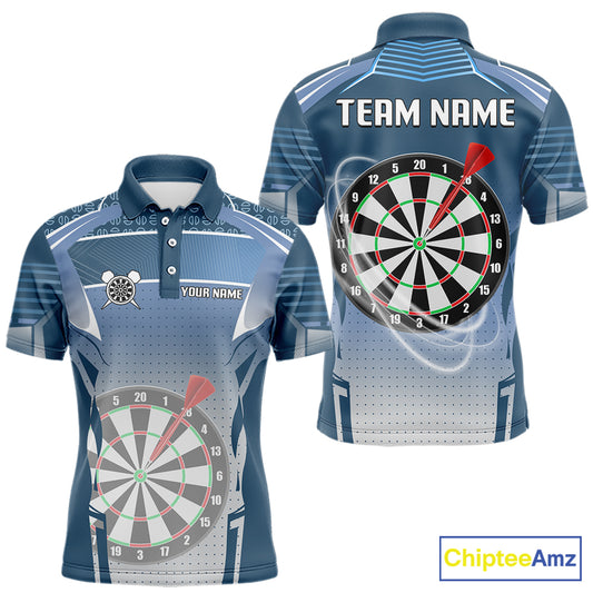 Blue Dartboard Lights Custom Darts Polo & Quarter Zip For Men, Personalized 3D Darts Team Jersey TDM5497