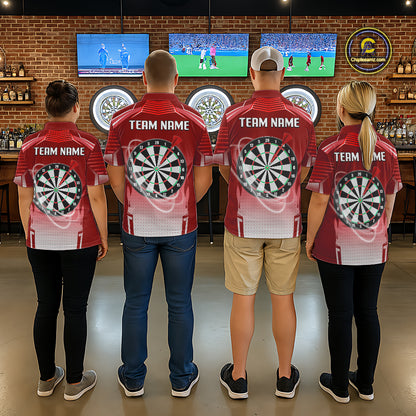 Red Dartboard Lights Custom Darts Polo & Quarter Zip For Women, Personalized 3D Darts Team Jersey TDM5498