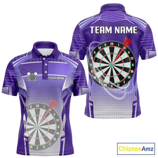 Purple Dartboard Lights Custom Darts Polo & Quarter Zip For Men, Personalized 3D Darts Team Jersey TDM5499